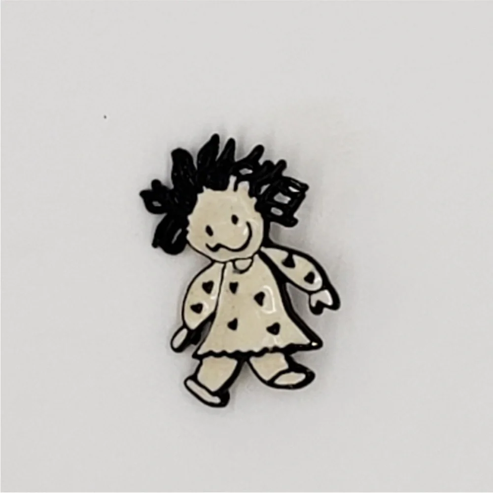 SFJ Crazy Girl Black & White Pin Brooch #48758